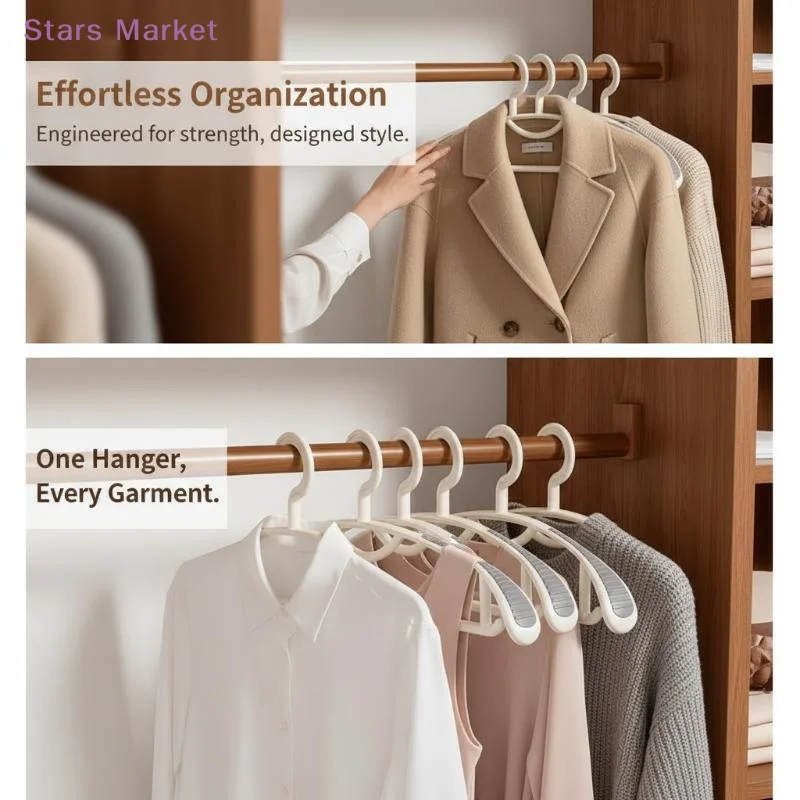 5PCS Upgraded Thickened Wide Shoulder Non-Slip Seamless Clothes Hangers, Cream White Heavy Duty Hangers For Coat Suit Closet