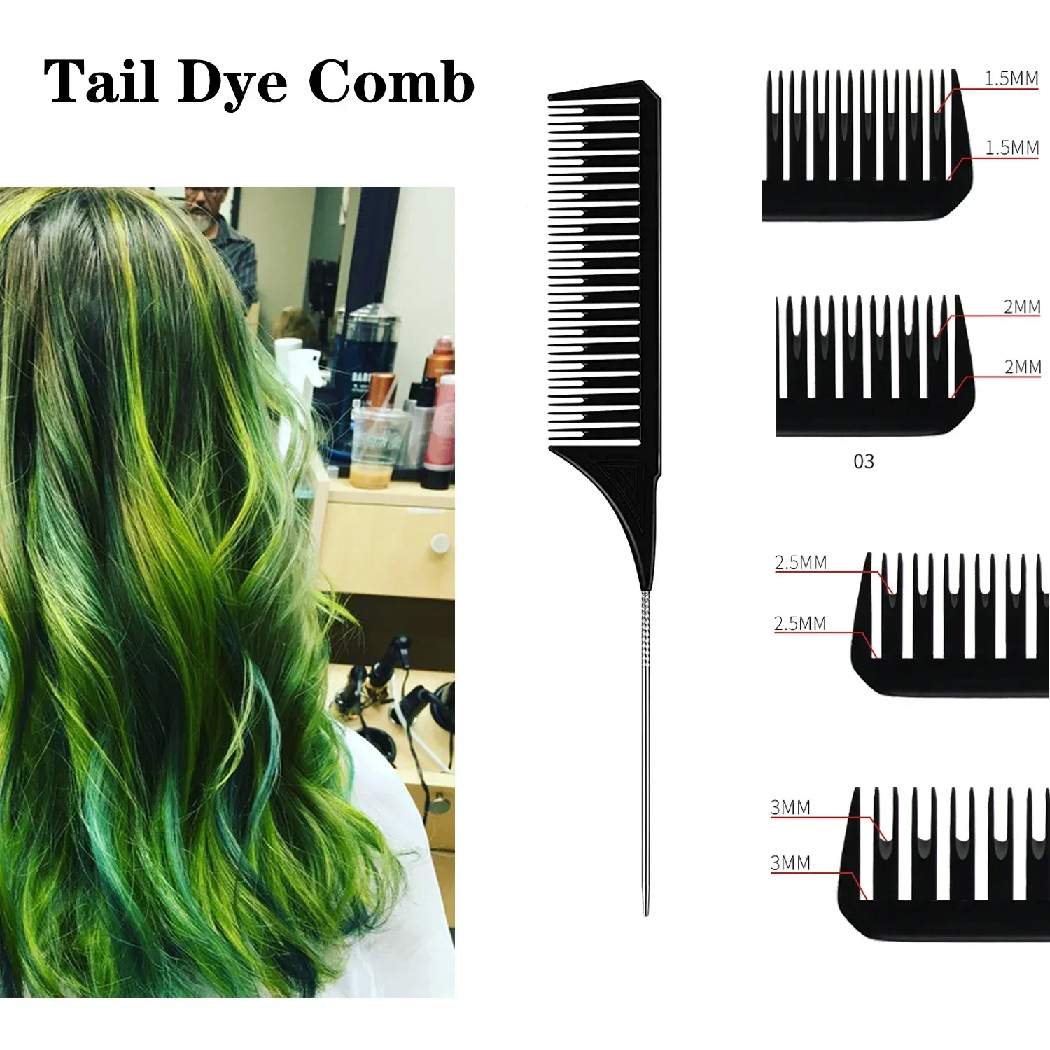 Professional Hairdressing Comb Steel Tip Tail Pick Dyeing Comb Salon Highlighting Hair Comb Anti Static Barber Cutting Combs