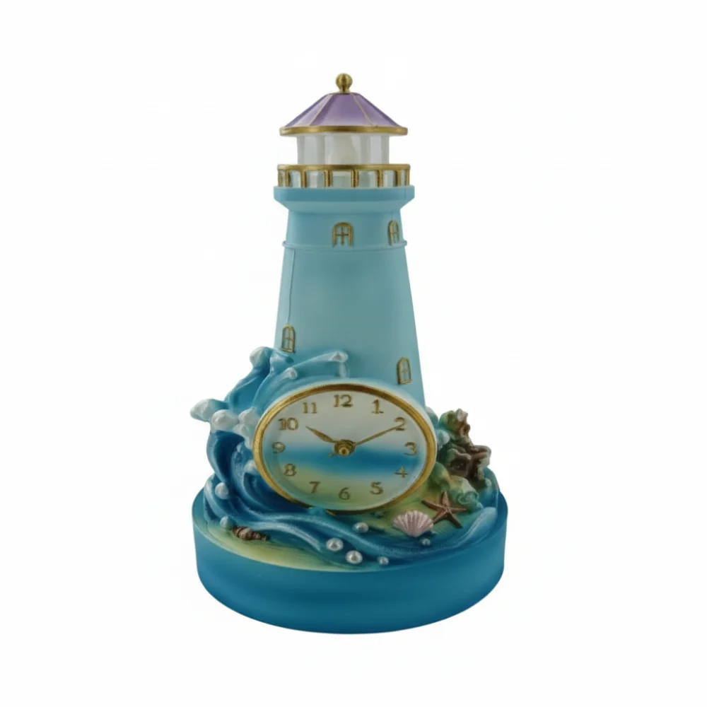 Lighting With Clock Coastal Light Clock Transparency Fashion Coastal Glow Clock Creativity 20cm Lighthouse Bedroom