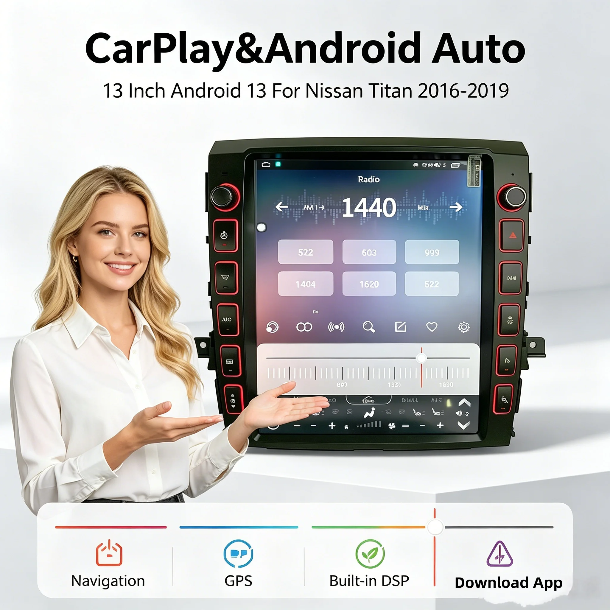 13 INCH Android For Nissan Titan 2016-2019 Multimedia Video Player Stereo Navi Head Unit Car Wireless Carplay Touch Screen Radi
