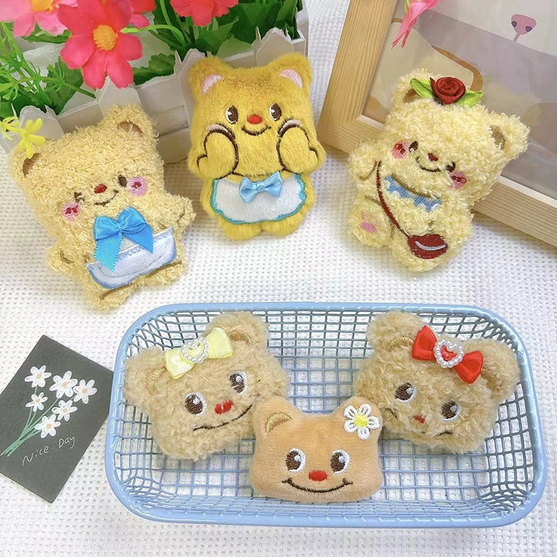 1PC Kawaii Bag Pendant Cartoon Plush Bear Head Keychain Cute Soft Stuffed Doll Toy DIY Decoration For Couple Friends Gift