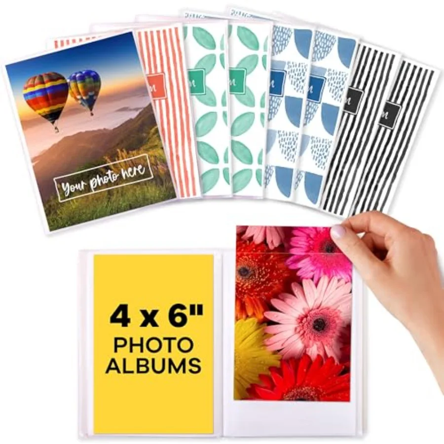 6 Photo Albums - Set of 8,by, Mini Albums, Each Can Hold Up To 36 Photos, Works With Portrait and Landscape Pictures - Perfect