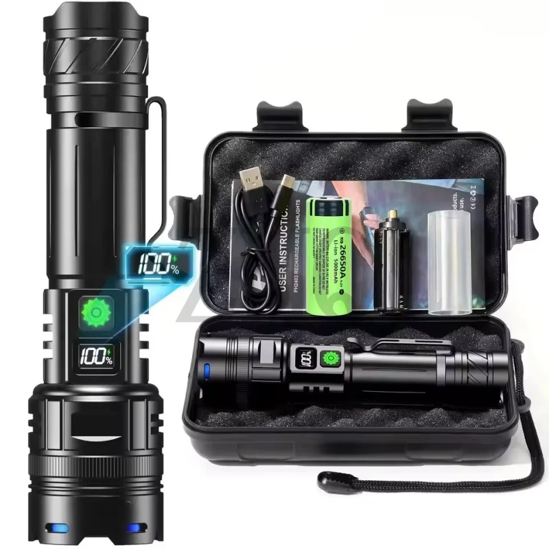 Super Long Range Tactical Torch High Power LED Flashlight USB Rechargeable Strong Light Lamp Outdoor Portable Lantern Waterproof