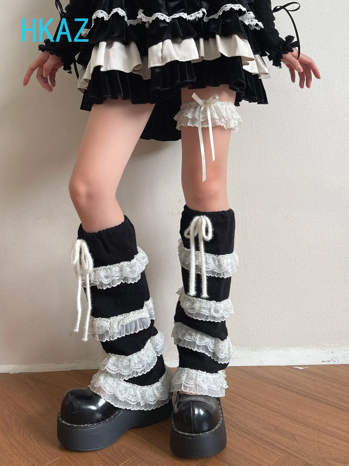 Autumn and Winter New Y2K Spice Girl Leg Cover Subcultural Multi-layer Cake Lace Sweet Girl Lolita Thermal Socks Leg Warmers