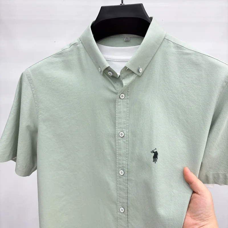 

High end brand 100% cotton short sleeve shirt luxury pony embroidery summer breathable new top fashion casual Paul men's wear