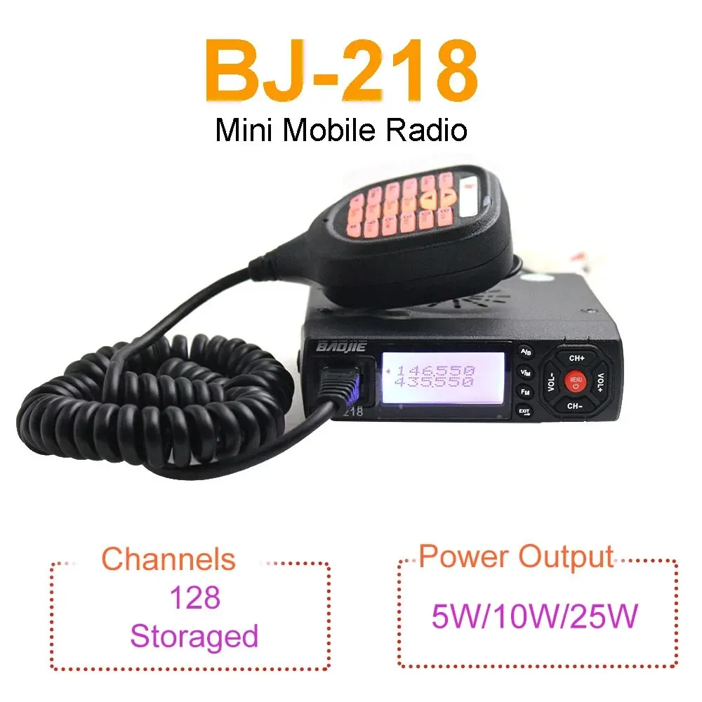 Baojie BJ-218 25W Mobile Walkie Talkie 136-174MHz & 400-470MHz Dual Display MINI Ham Radio 10 KM Baojie BJ 218 Long Range