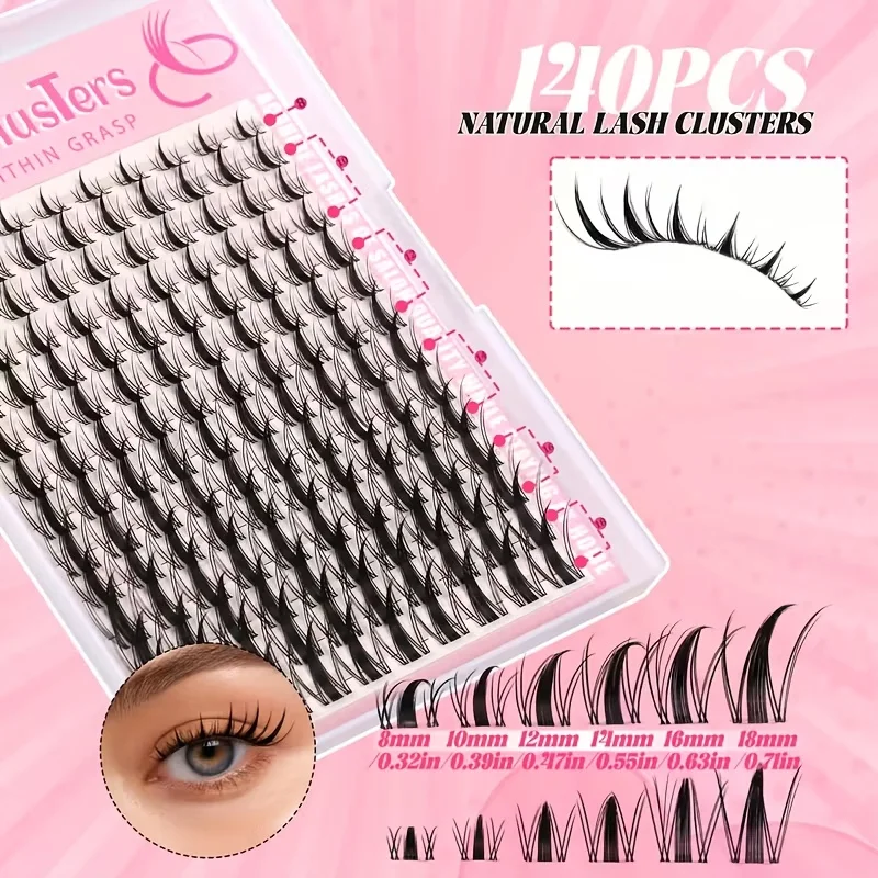 140pcs Fairy Eyelashes 8-18mm Manga Eyelashes C Curl - Pointed Anime Eyelashes Individual Lashes Ultra-Thin Invisible Eyelash
