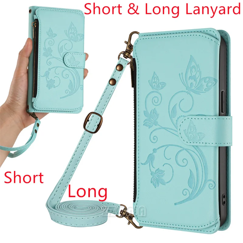 

Flower Zipper Wallet For Xiaomi Redmi A5 A4 A3X A2 A1 Plus Note 7 8 9 Pro Max 10S 10T 5G Case Leather Stand Cards Slots Lanyards