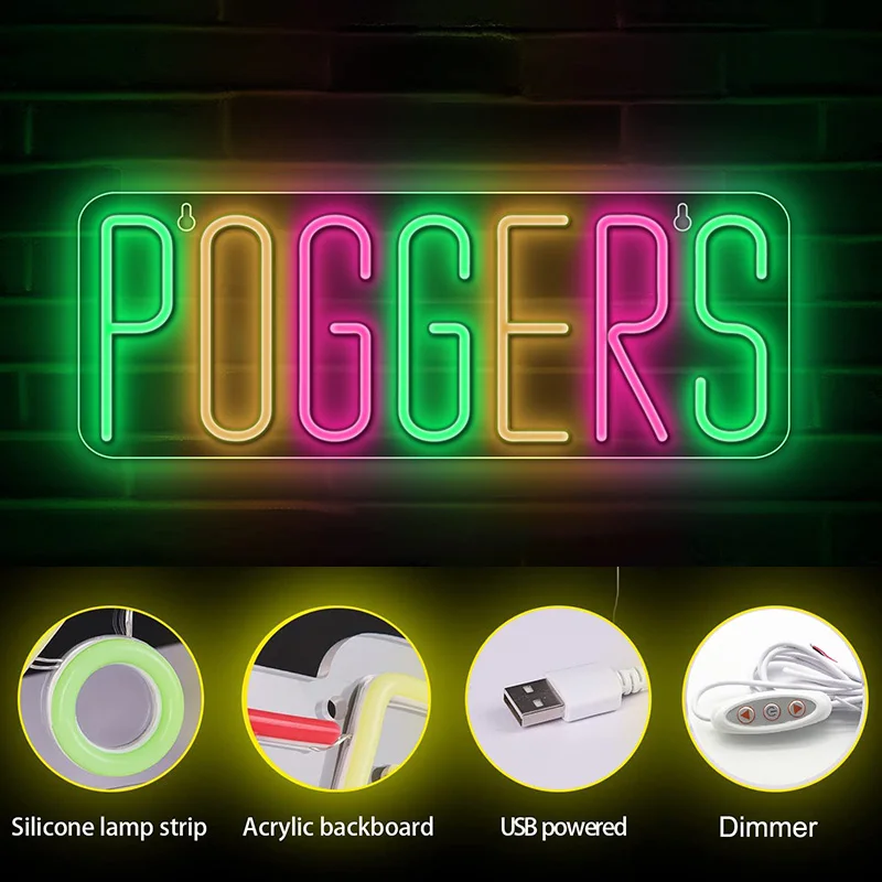 Game On Neon Sign LED Letter Gaming Keyboard Neon Decoration Lamp Dimmerable USB Plug for Game Room Bar Pubs Party Gift
