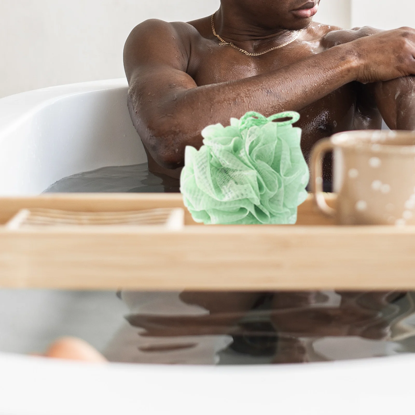 

6Pcs Bath Mesh Ball Shower Scrubber Sponge Pouf for Daily Use Gentle Exfoliation Oil Removal Smooth Skin Healthy Cleansing