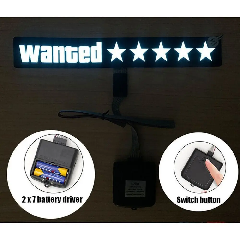 Wanted Led Car Sticker Window Windshield Sticker Electric Safety Signs Windshield Sticker Wanted Car Decals