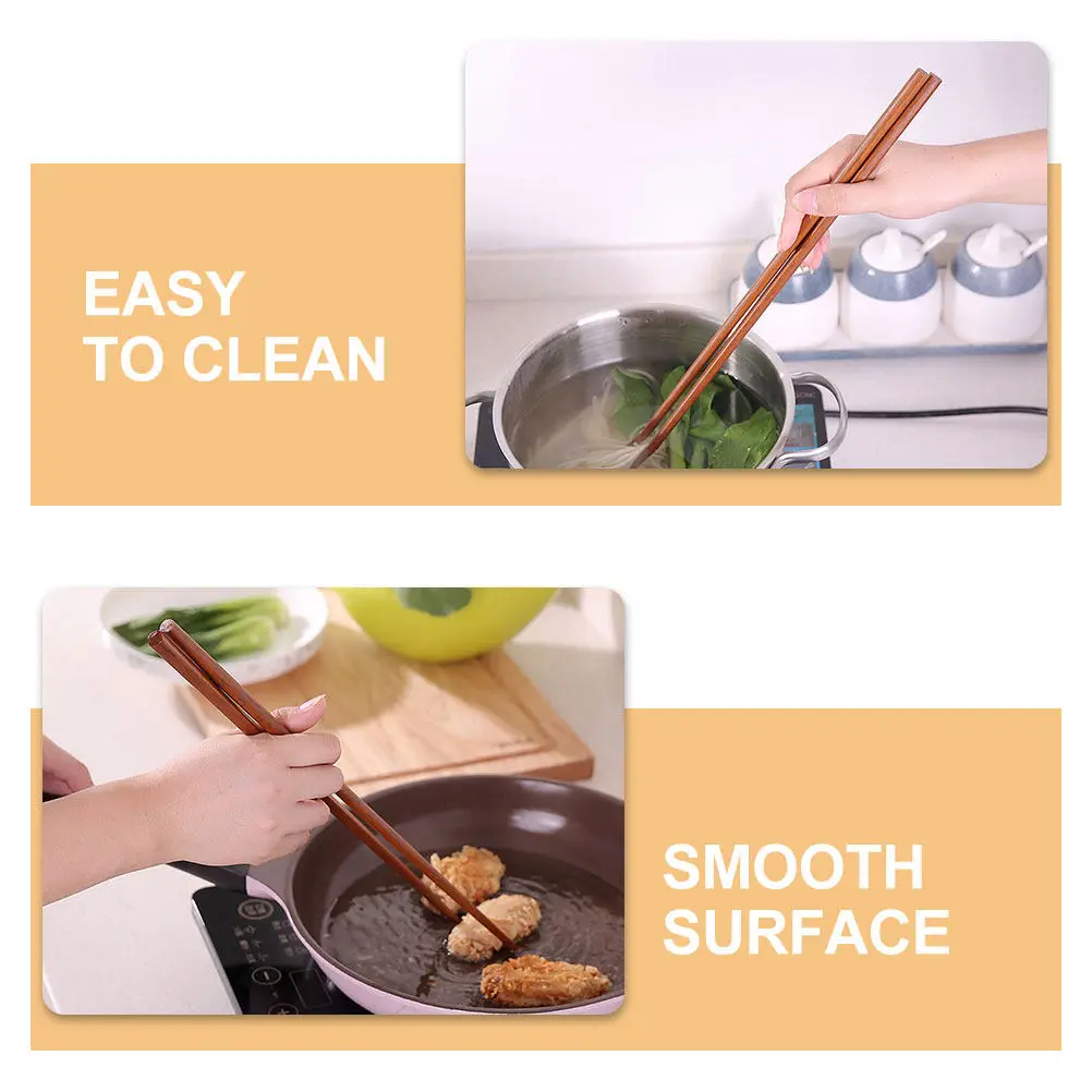 1Pair Wooden Hot Pot Chopsticks Extra Long 32Cm Cooking Frying Kitchen Chopsticks Chinese Style Long Frying Chopsticks,