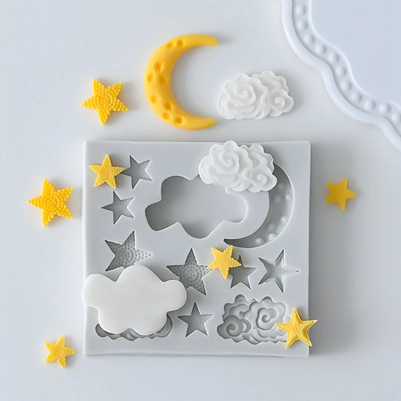 Molde de silicona para hornear pasteles, Fondant, moldes de nubes, accesorios de decoración de pasteles para herramientas de bricolaje, 1 pieza