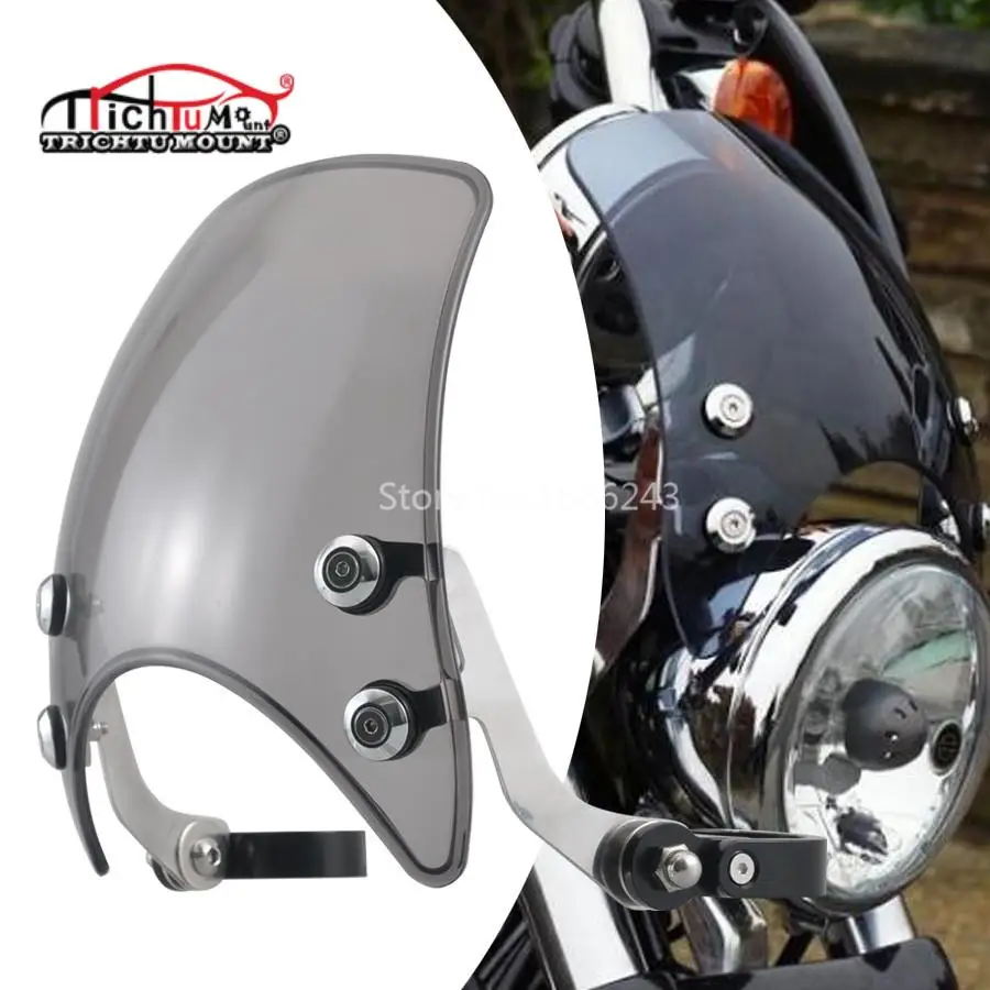 New Somke Motorcycle Windshield Windscreen 39mm Front Fork Mount Fits for Harley Dyna Softail Sportster XL883 1200