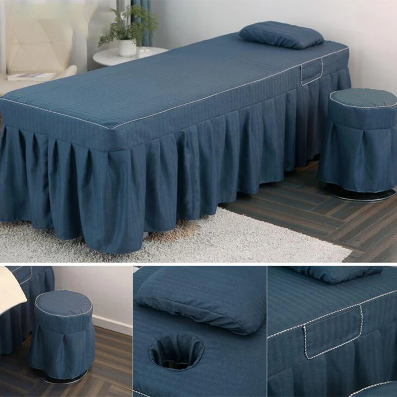 Beauty Salon Bed Skirt Spa Bed Cover With Face Hole Square Massage Table Bed Cover Sheet Bedskirt SPA Treatment Table Bed Cover