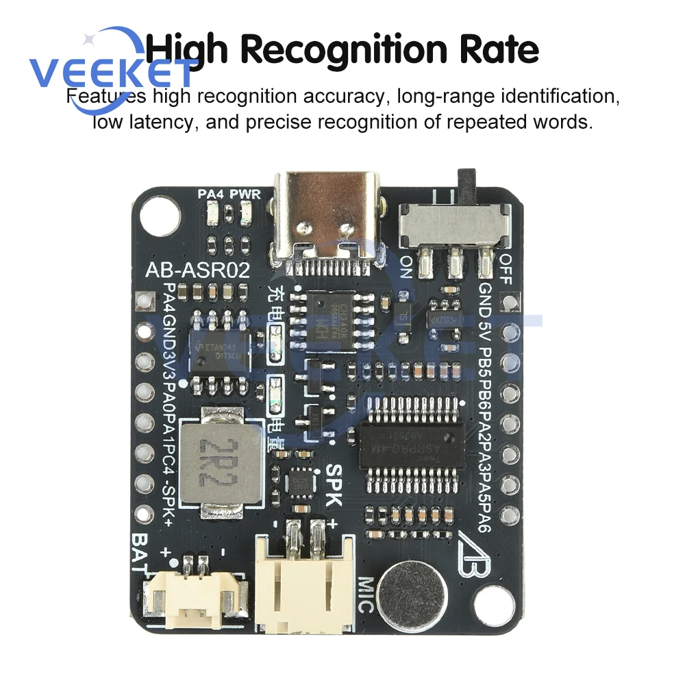 Modulo di riconoscimento vocale intelligente ASR Pro 3.0 con scheda di sviluppo del controllo vocale offline ad alta precisione per progetti AI