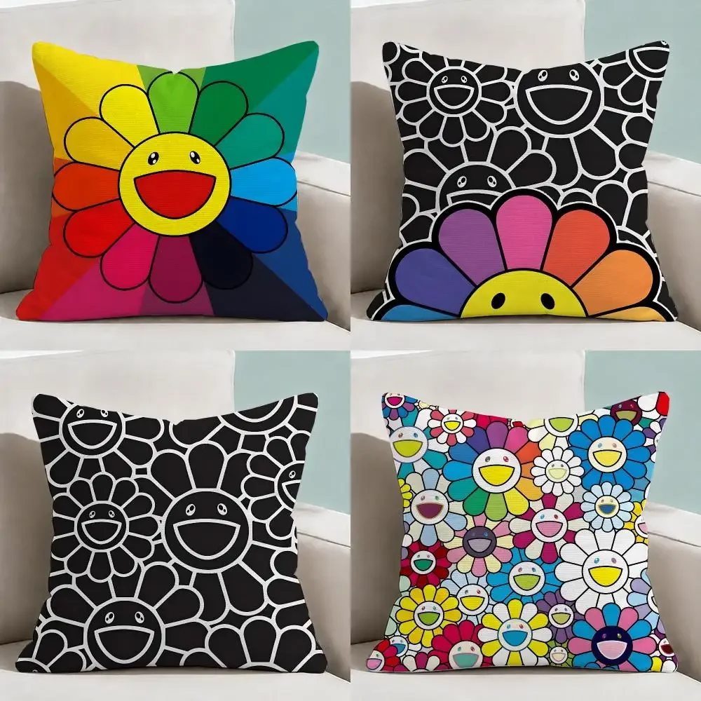 Artist Takashi Murakami Pop Art Cushion Cover  Throw Pillow Soft Short Plush Cozy Durable Colorfast Sofa Bedroom Home Decor Gift