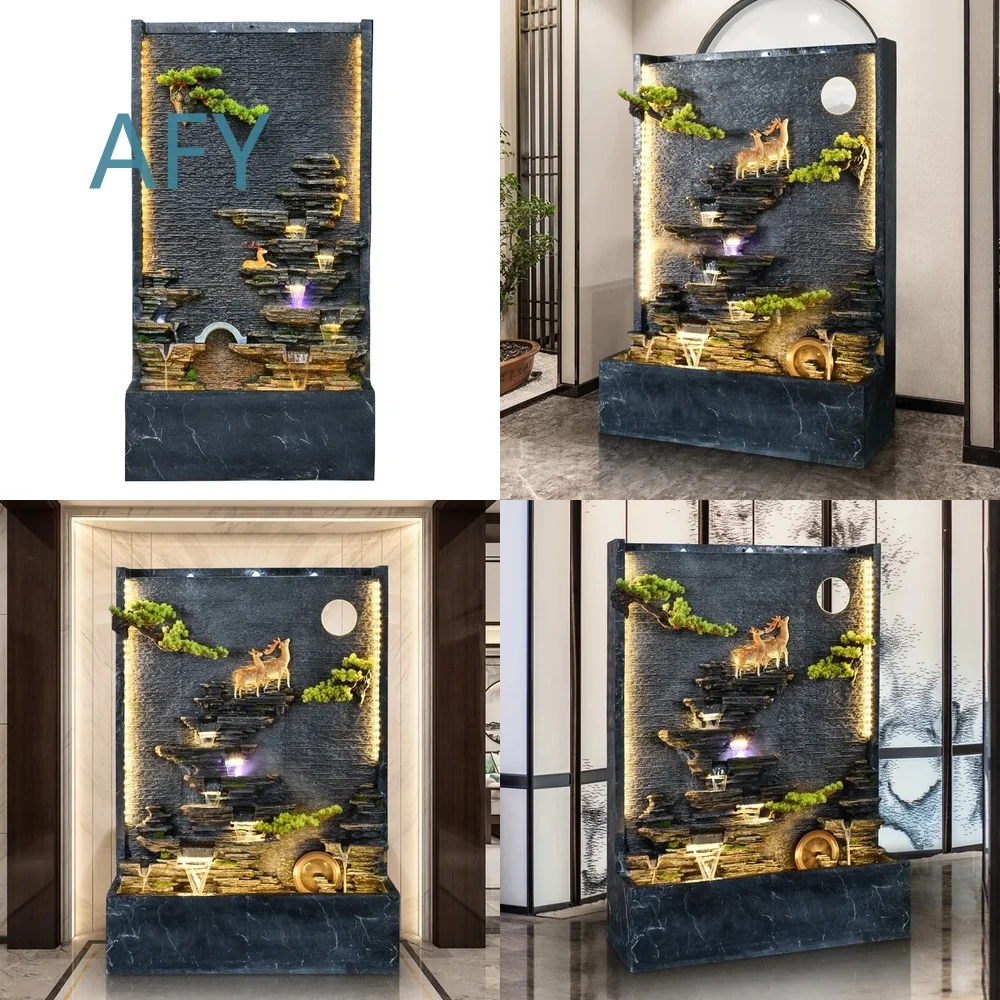 Self-Circulating Deer Fountain Decoration for Outdoor Garden Courtyard Rockery Water Feature Flowing Water Wall Set