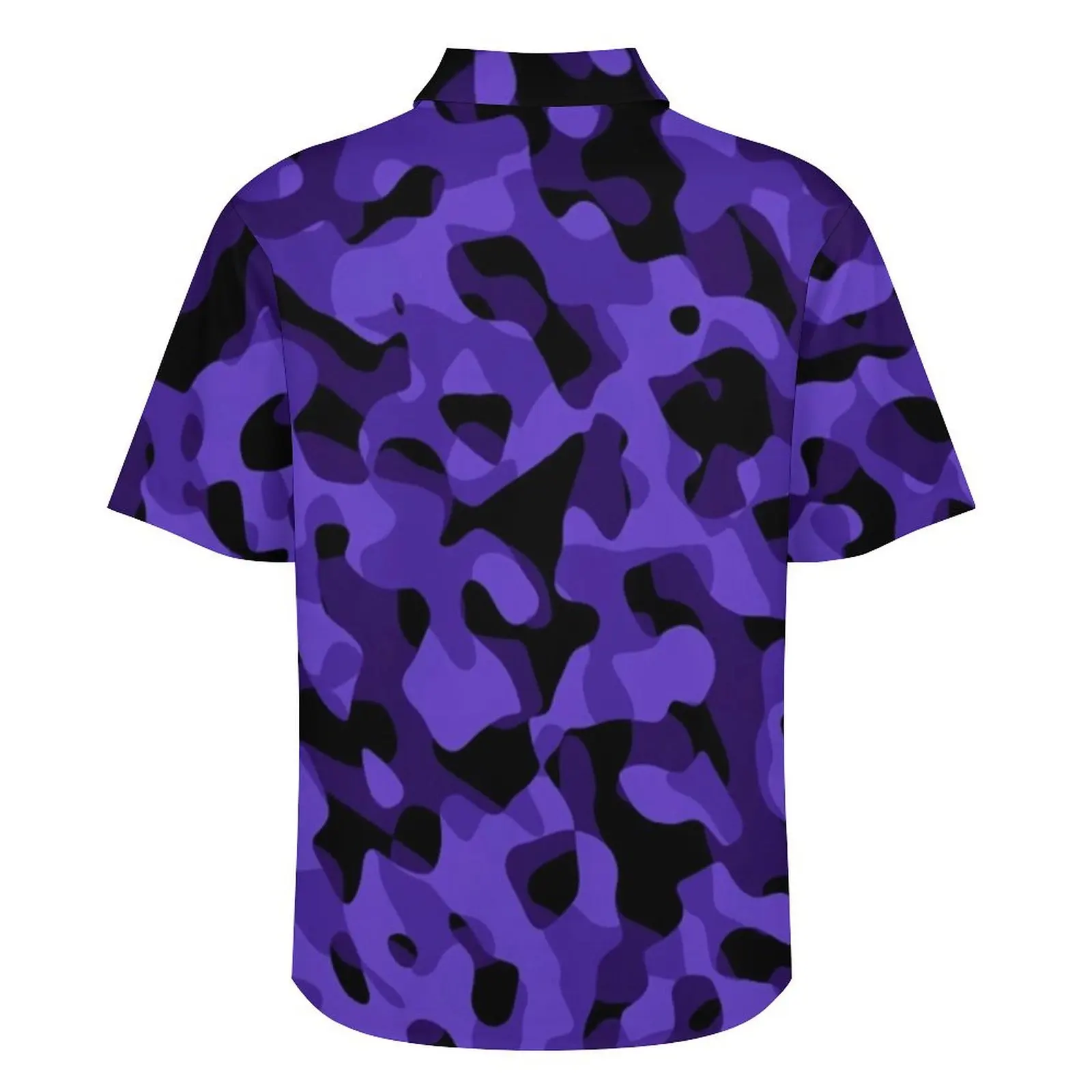 Chemise Hawaïenne à Manches Courtes pour Homme, Chemisier Décontracté à Imprimé Camouflage Foncé, Violet et Noir, Nouveauté, Vacances, Design Amusant