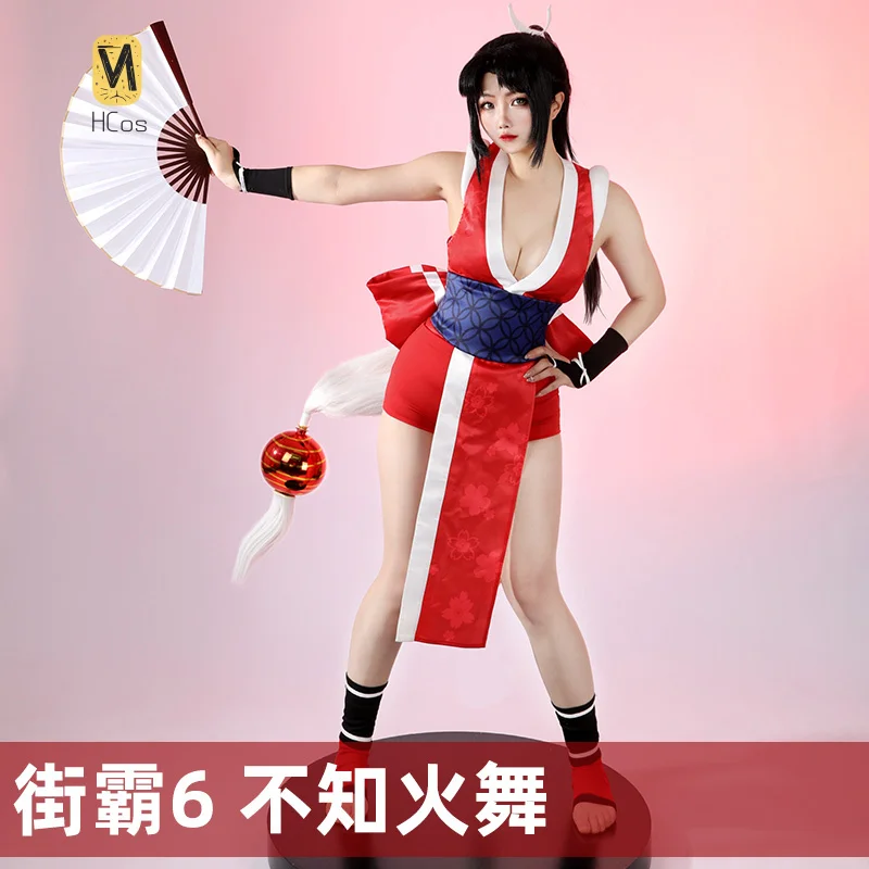 

HCos Street Fighter Mai Shiranui Cosplay Costume Full Set Headwear Accessories Halloween Costume Woman Suit Role Play Outfit