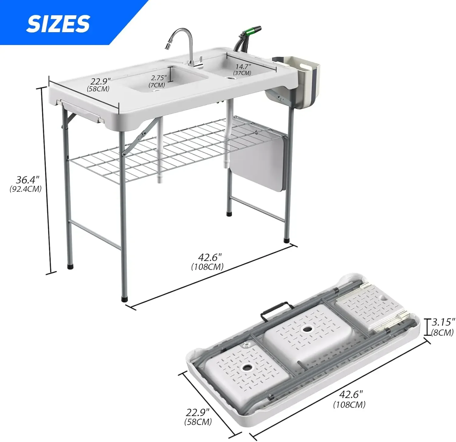 Cleaning Table with Sink 42.6