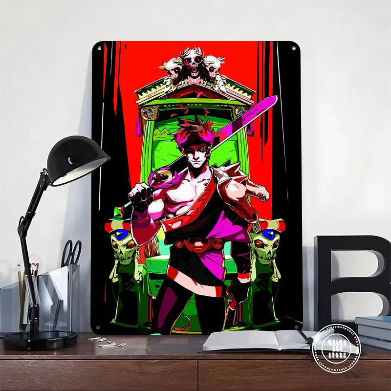 Hades Game Character Art Printed Poster Customized Wall Art Retro Vintage Metal Tin Signs for Gamer Bedroom Decoration Aesthetic