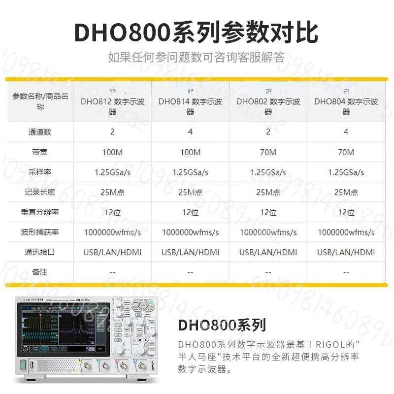 2/4CH 70/100MHz 12Bit 1.25GSa/s 25MPts Digital Oscilloscope High Precision Measurement Tool