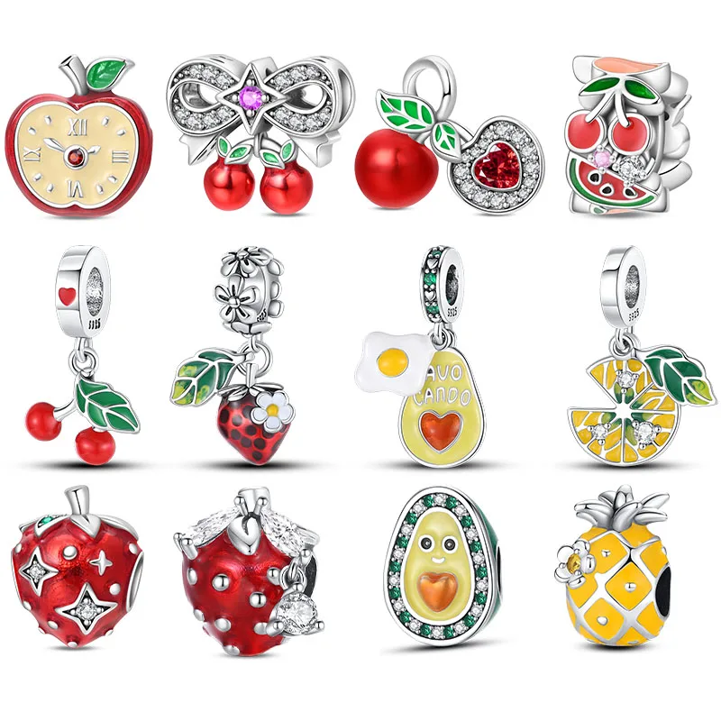 Neue 925 Sterling Silber Gesunde Früchte Kirsche Ananas Charms Perlen für Frauen Passend für Original-Armband DIY Geburtstag Schmuck Geschenke