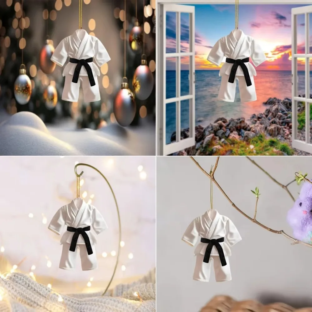 5pcs Hot Sale Taekwondo Clothes Pendant Keychain Sports Themed Acrylic Ornament Charm 2D Flat Hanging Decoration Festive Party