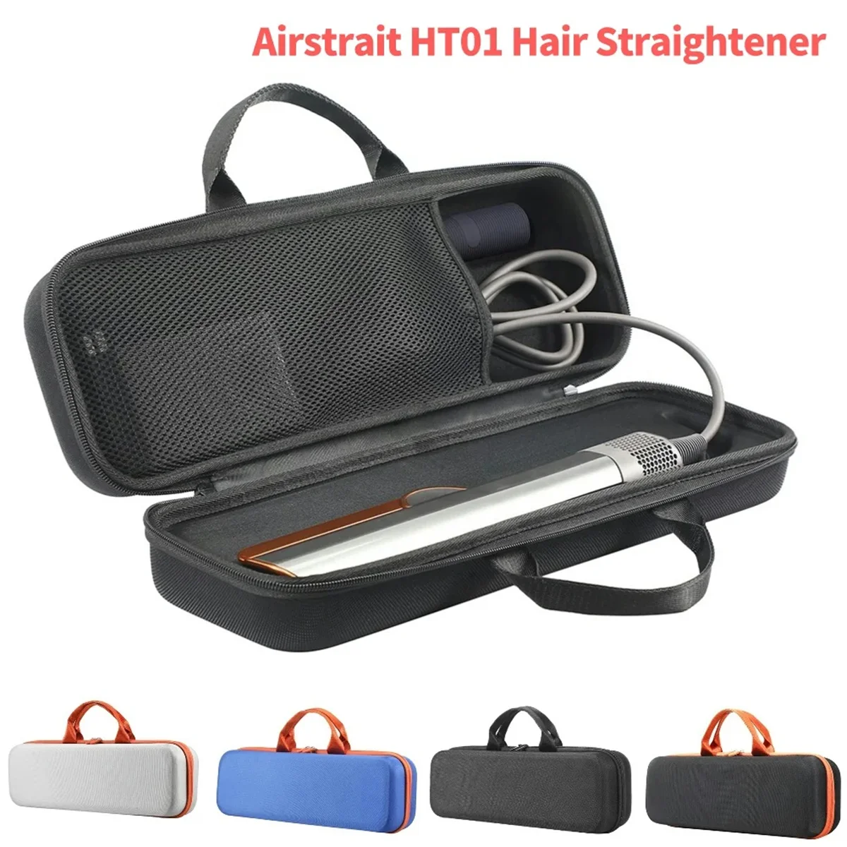 For Dyson Airstrait HT01 Storage Bag Hair Straightener Hard Carring Case Waterproof Travel Anti-Scratch Blue & Orange