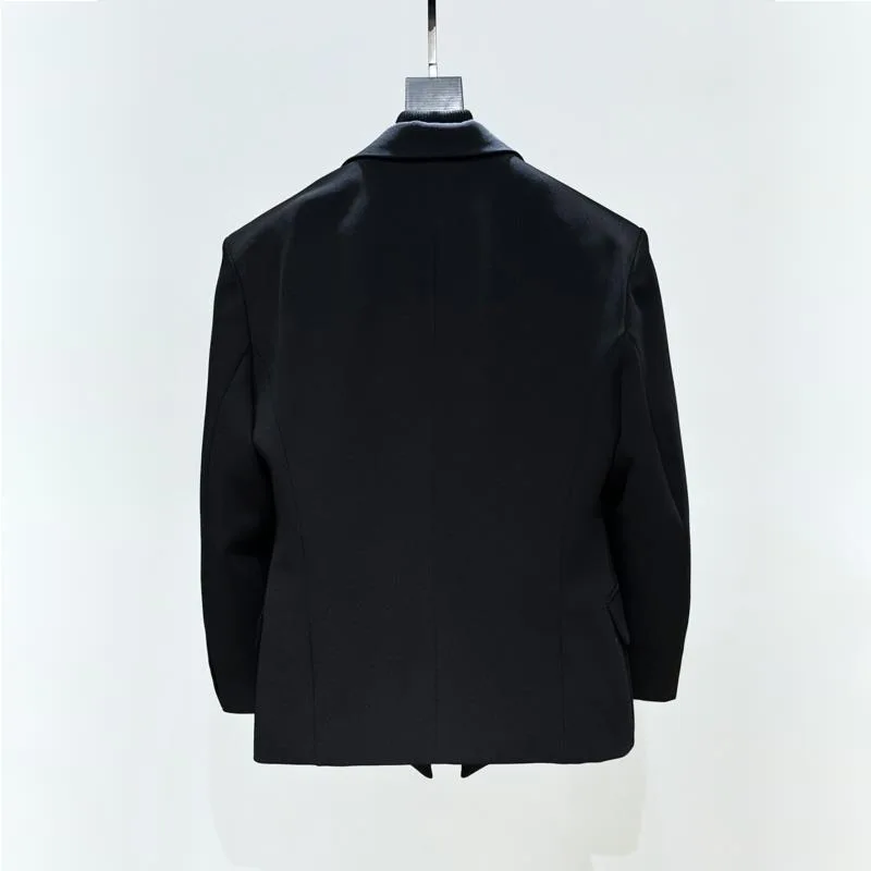 WVGA Spring Autumn New Men Tide Pearl Chain Darkwear Suit Jacket Niche Chic Casual Long Sleeve Shoulder Padded Blazer Ins W17376