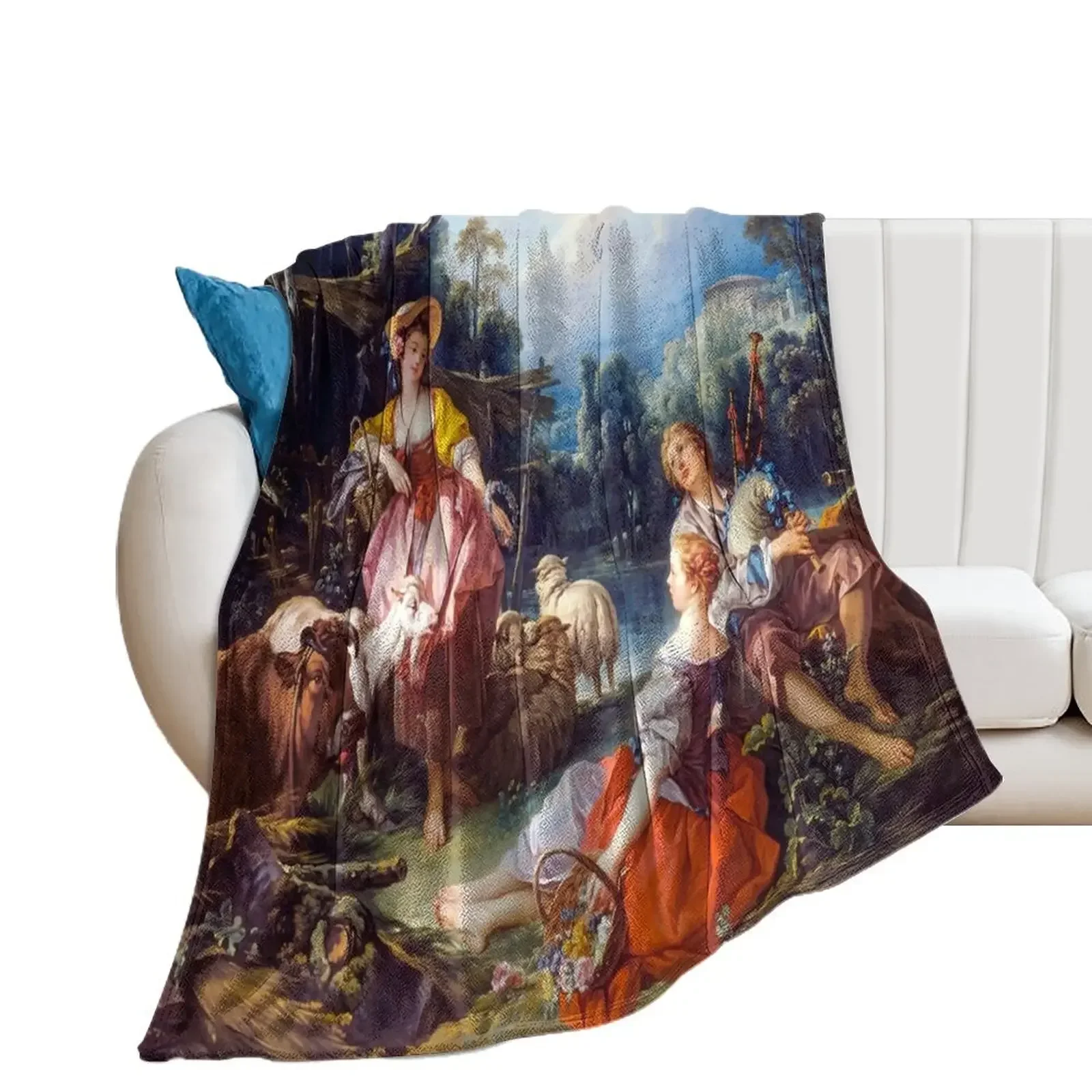 

Pastoral with a Bagpipe Player by Boucher Throw Blanket Hairys Loose Luxury Thicken Blankets