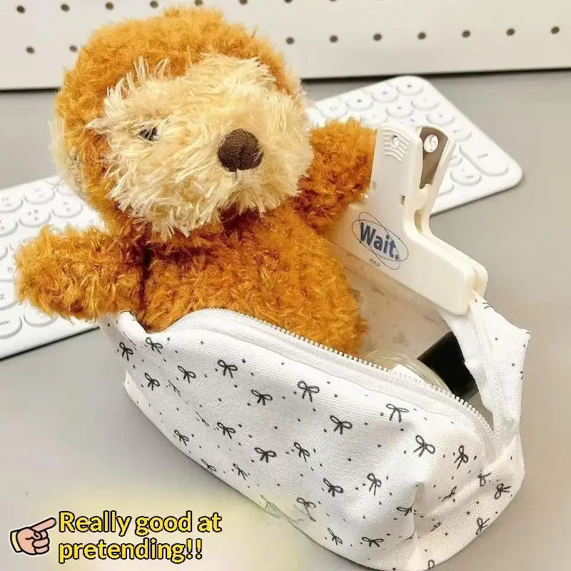 Große Stifttasche mit Schleifenmuster, tragbarer Organizer für Schreibwaren, ideal für Teenager, Kinder, Schule, Reisen und Bastelarbeiten. – Detail 10