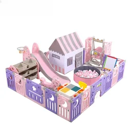 Folding Baby Playpen with Slide Storge Box and Swing Sets Play House Play Yard Fence Indoor Have Stock