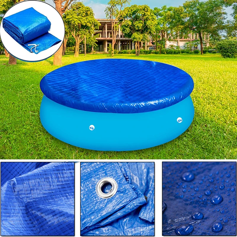 2025 Solar Round Pool Covers Above Ground Pools Dust Pool Cover Protector with Drawstring for Round Inflatable Swimming Pools