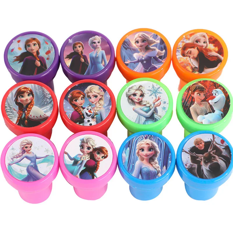 12/36Pcs Frozen Seal Stamps Party Favor Girls Anna Elsa Princess Birthday Party Gifts Stampers Classroom Rewards Prizes Gifts