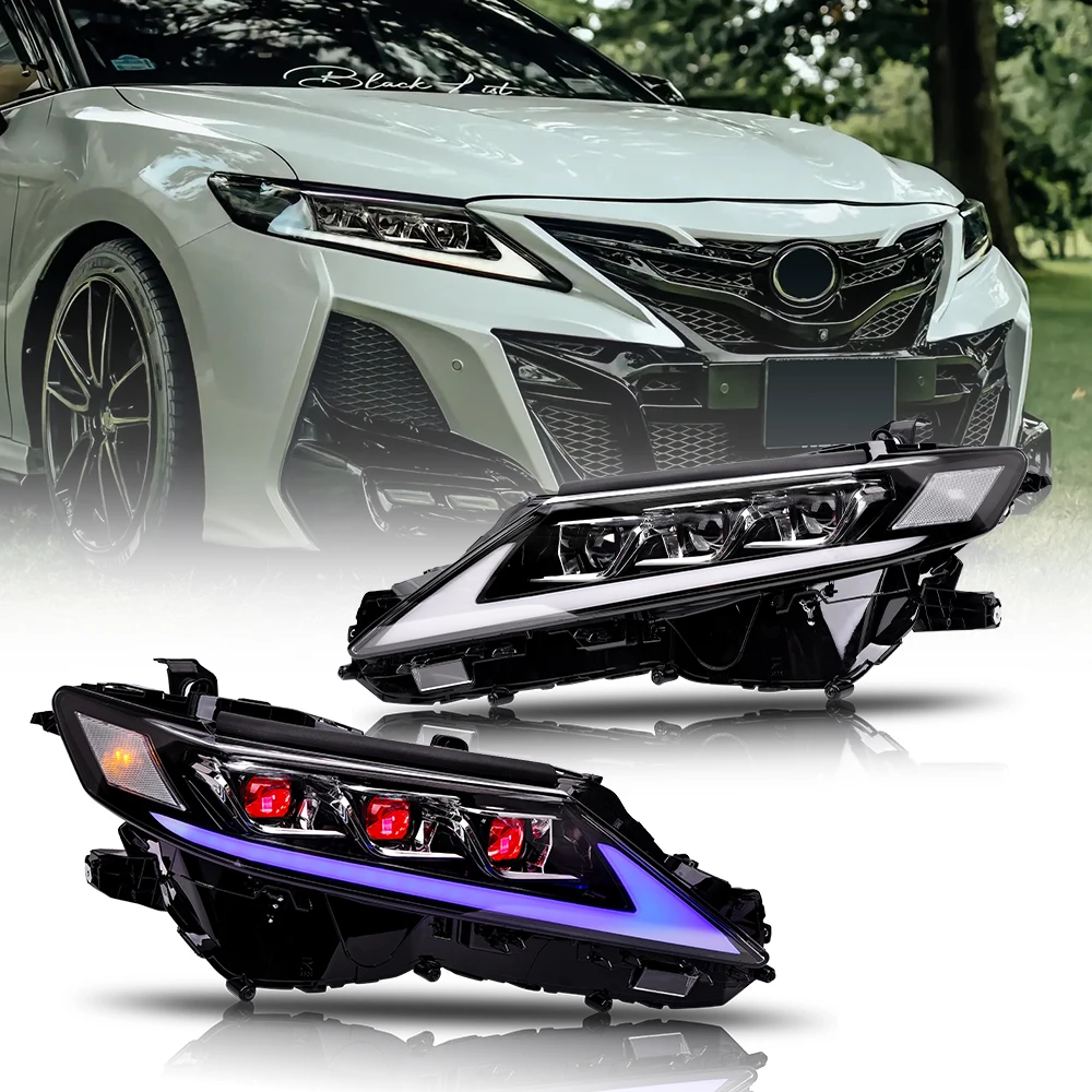 Headlights For Toyota Camry 2018-2023 With Devil EyesLED  HeadLamps Assembly Projector Car Accessories Start-up Animation