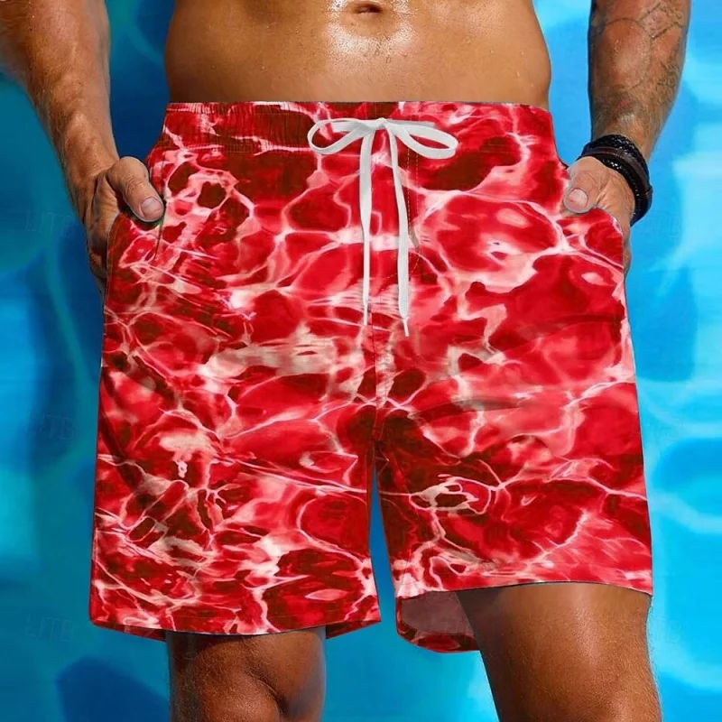 

Короткие брюки с 3D принтом «водные волны» для мужчин, забавные пляжные шорты с ярким узором, летние гавайские шорты для доски, детские плавки