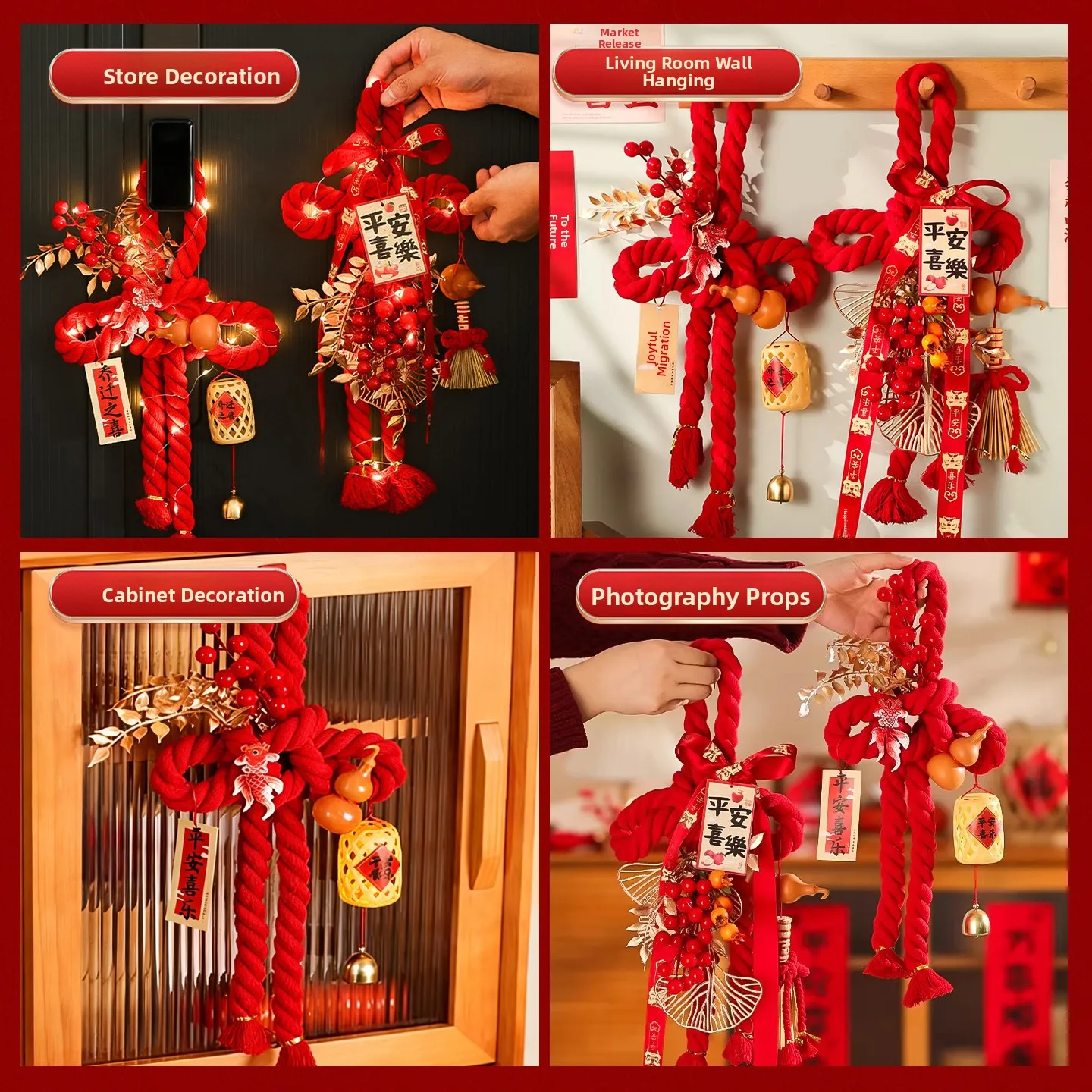 Adorno Decorativo Colgante con Nudo de Mil Caracteres para el Año Nuevo 2026, Decoración para la Puerta de Entrada, Ambiente Festivo