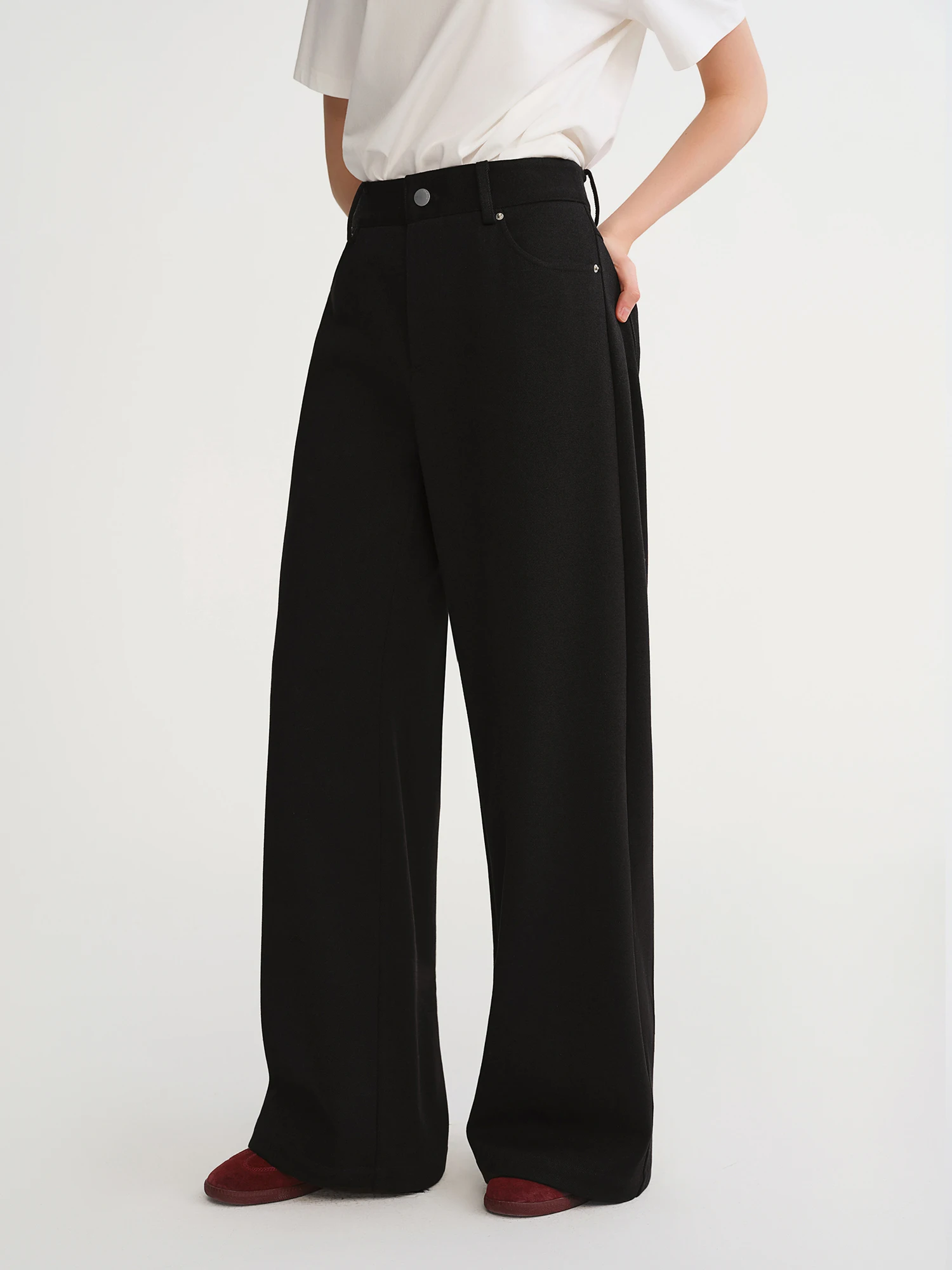 DUSHU Chenille Velvet Wide-leg Casual Pants 2025 Winter Loose Straight Pants Simple Commuting All-match Leisure Warm Soft