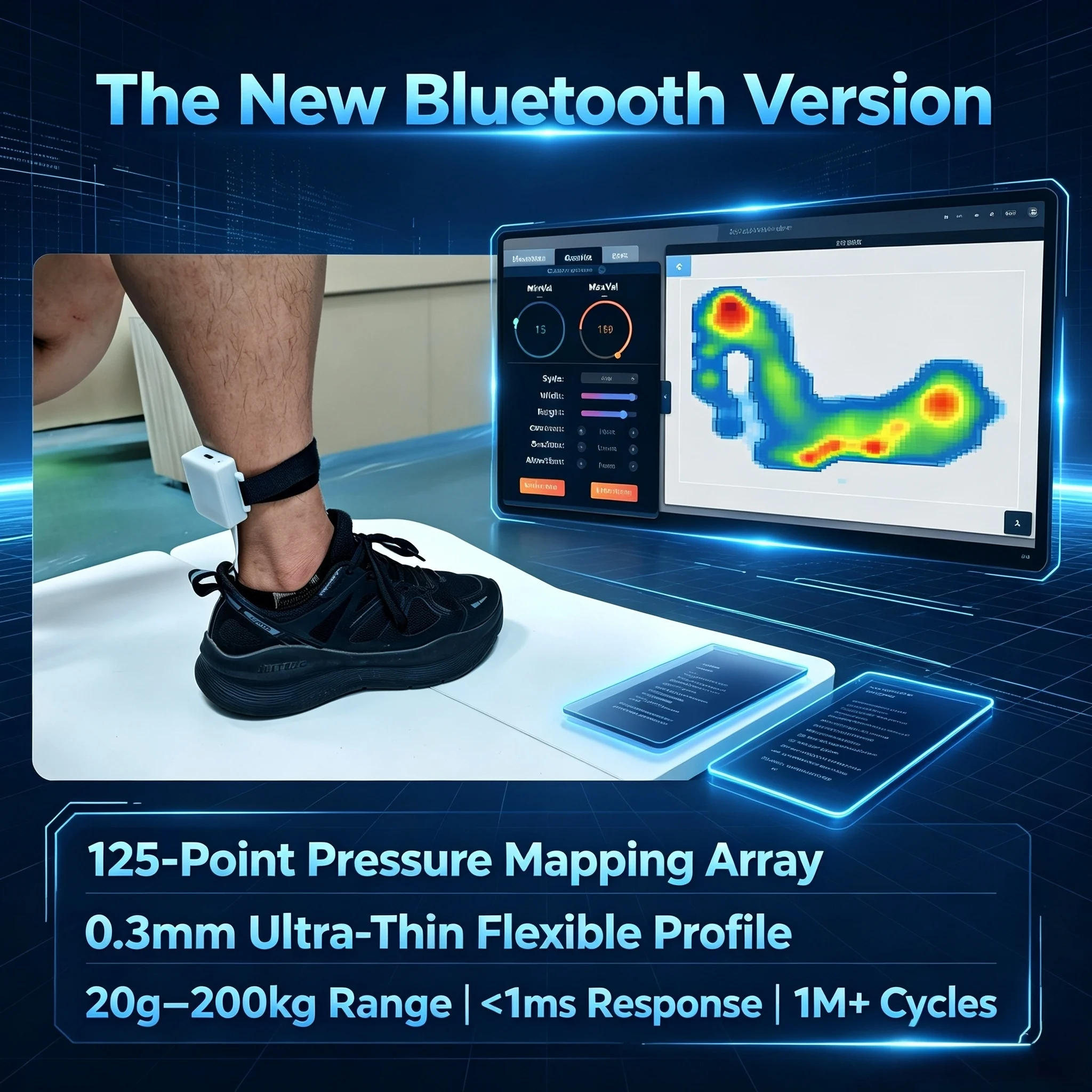 FSR Thin Film and Array-type Multi-point Insole Pressure Sensors Variable Resistance Foot Pressure Sensor New Bluetooth Version