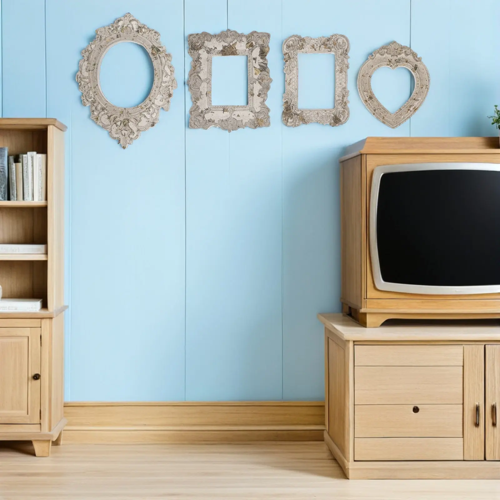 

24 миниатюрные фоторамки в стиле барокко из смолы и дерева для миниатюрного настенного искусства, поделок, рождественского декора, кукольных домиков