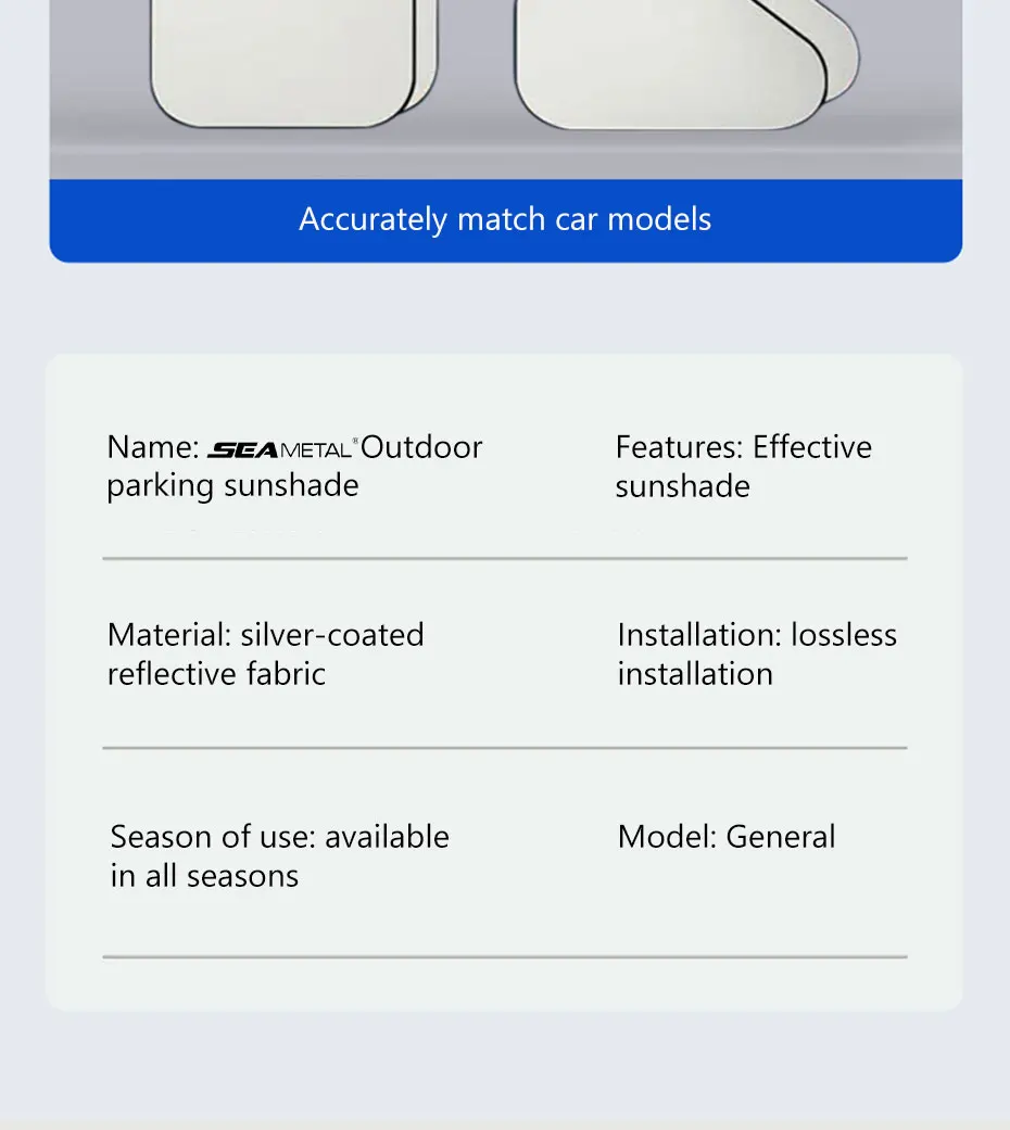 SEAMETAL Auto-Seitenfenster-Sonnenschutz, faltbar, für vordere und hintere Fenster, Sonnenschutzvorhang, Heckscheibe, Sommer-Sonnenschutzabdeckung – Detail 9