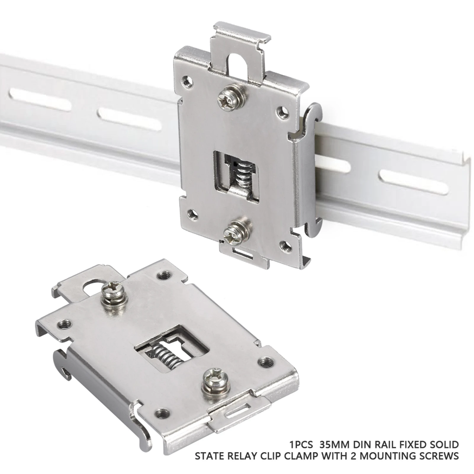 DIN rail fixed clip 35MM DIN Rail Fixed  State Relay Clip Clamp With 2 Mounting Screws Metal DIN Rail Mounting Clips