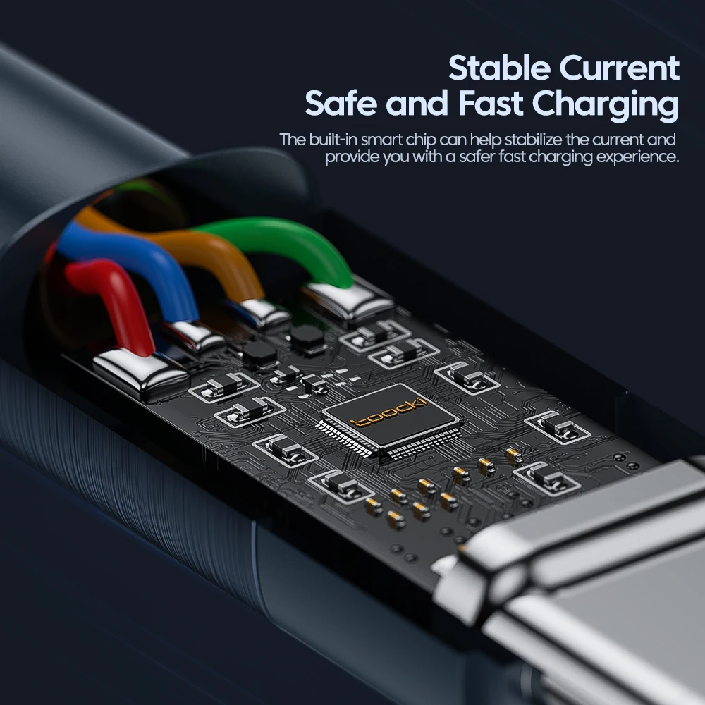 Toocki-USB Tipo C Cabo de Carregamento Rápido, Carregador para Samsung, Xiaomi, Huawei, Oppo, Oneplus, Poco, iPad, Cabo de Dados, 6A