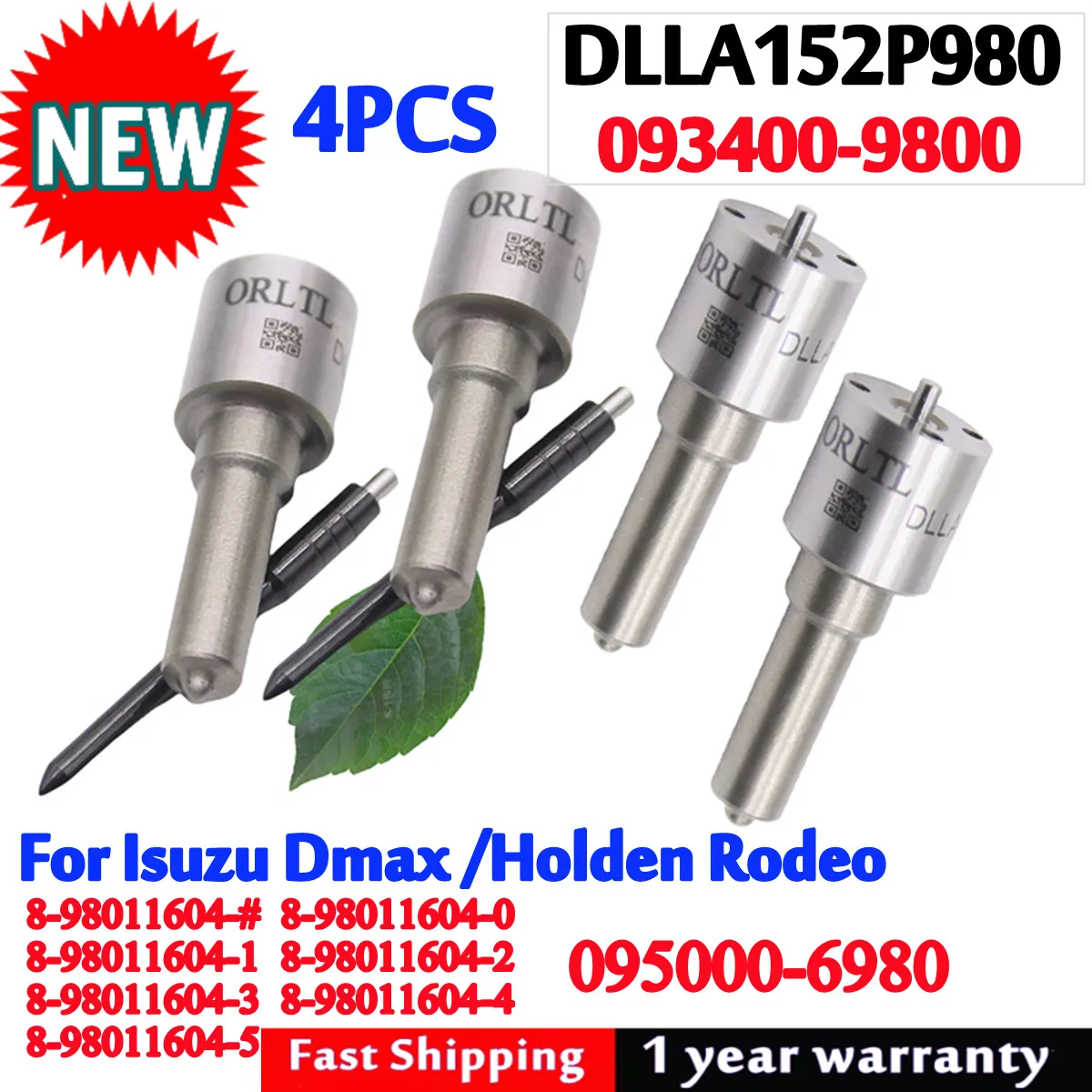 4 قطعة DLLA152P980 حاقن فوهة 093400-9800 ل هولدن ايسوزو 095000-6980 8-98011604-0 8-98055862-0 8-98011604-5