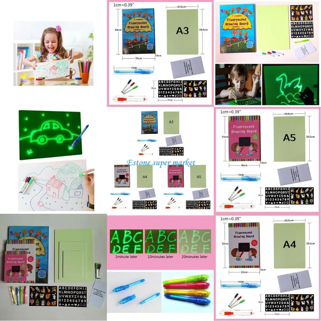 090B almohadilla escritura con luz fluorescente, tablero pintura dibujo para niños, juguetes educativos para