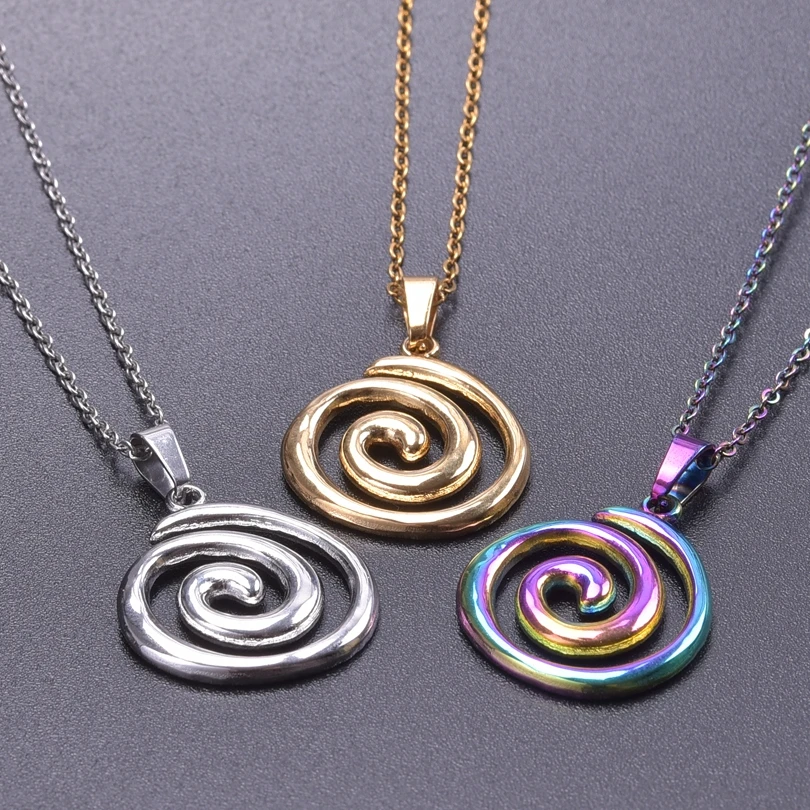Statement Vortex Shape Chain Pendant Necklace Men/Women's Jewelry Stainless Steel Necklaces 2023 Trend Accessories Couple Gift