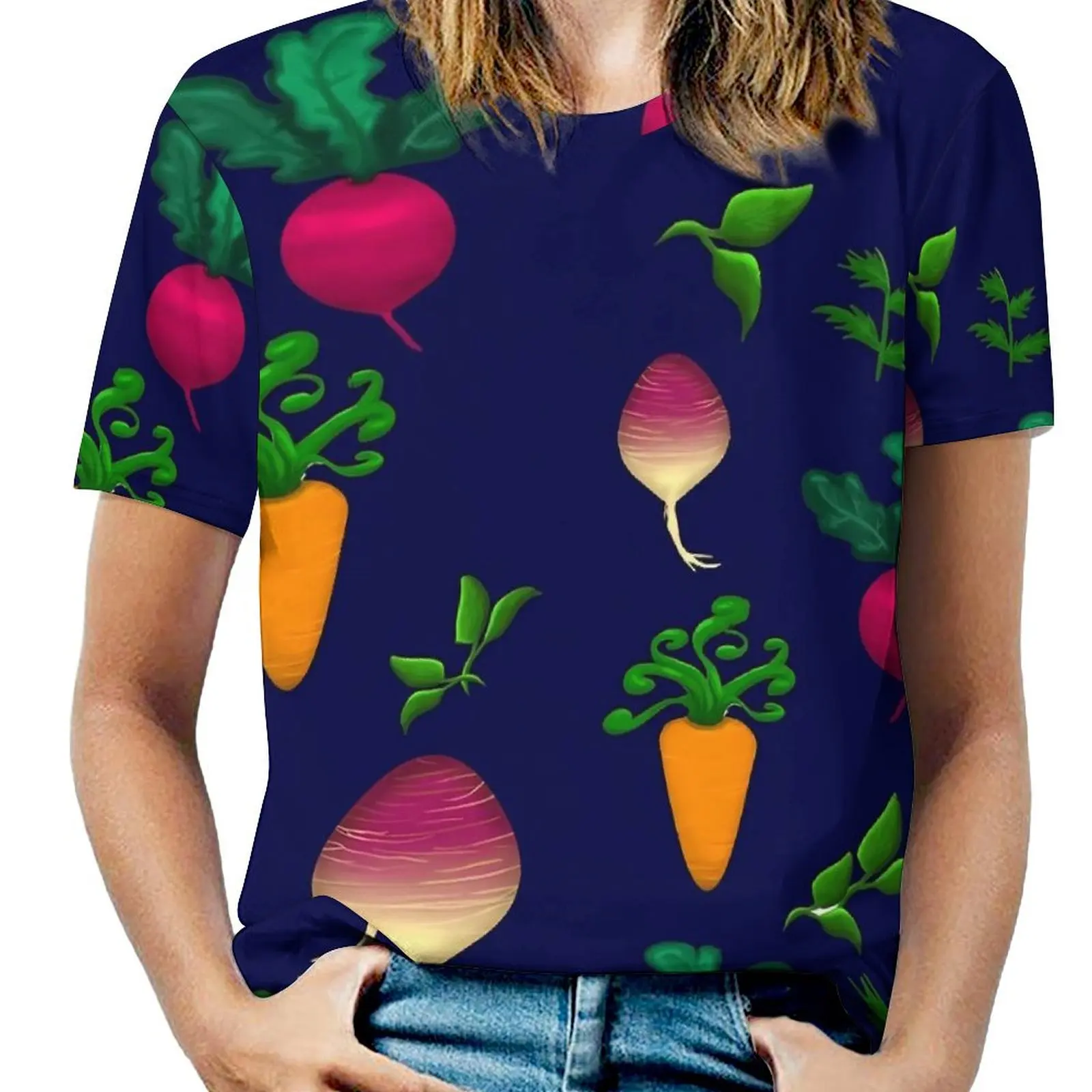 Radishes Print T Shirt Veggie Garden Cute T-Shirts Short Sleeves Classic Tee Shirt Summer Custom Tees Large Size