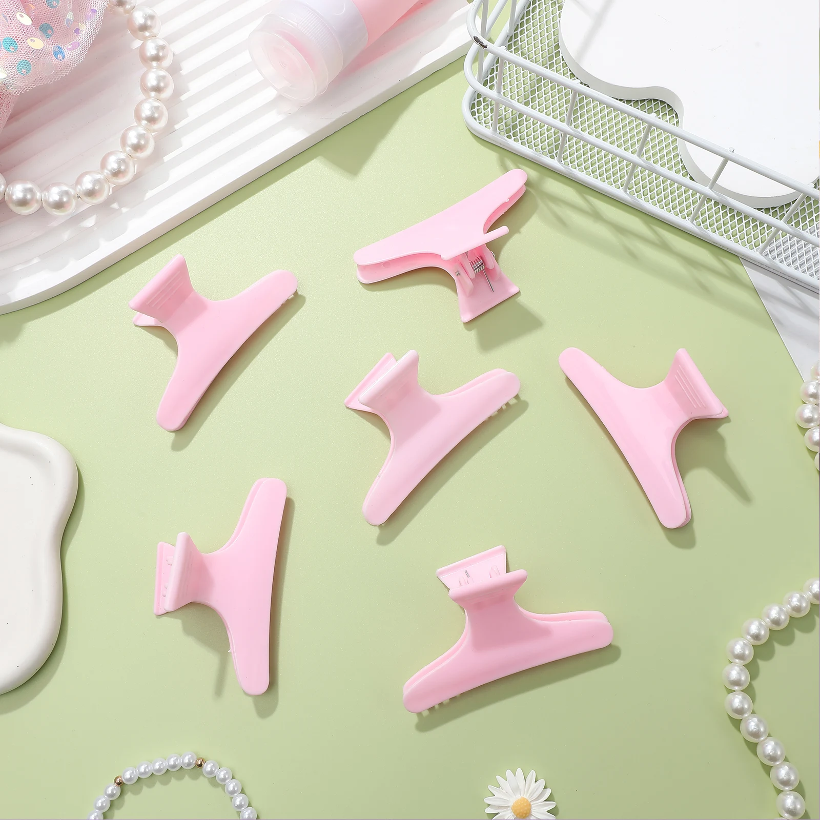 

12 Pcs Butterfly Hair Clip Pink Clips for Girls Women Plastic Hair Accessories Salon Section Tool Stylist Supply